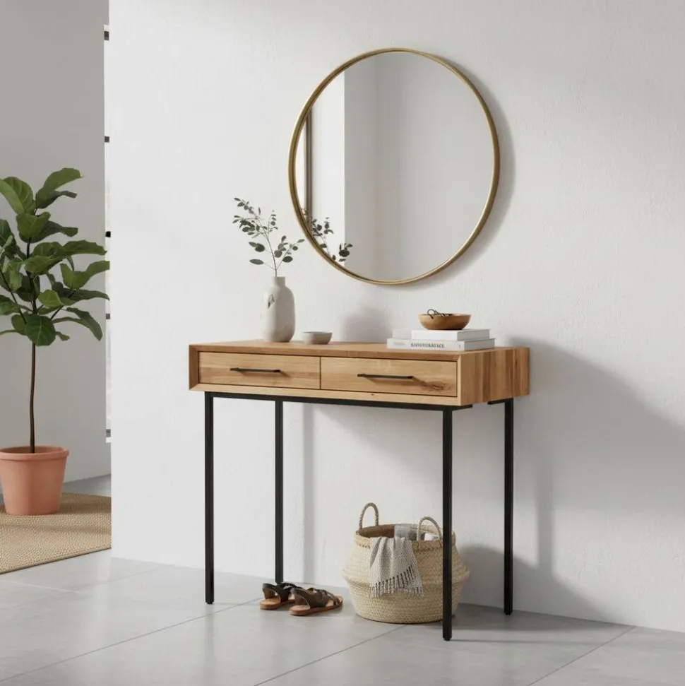 Konsolentisch aus Wildeiche & Metall - Kerfa