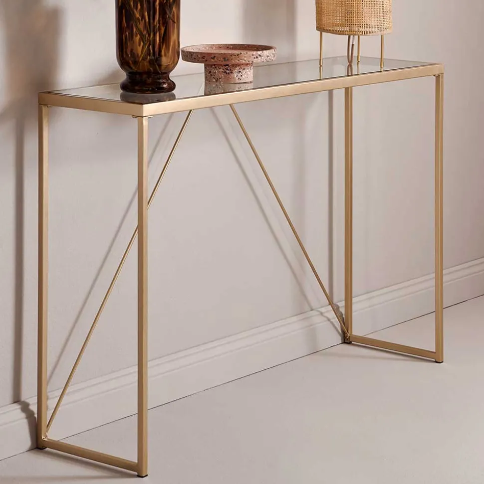 Konsolentisch mit Glasplatte und Bügelgestell - Area