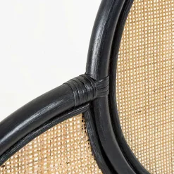 Kopfteil aus Rattan in Schwarz mit Geflecht - Aschau