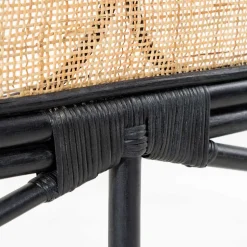 Kopfteil aus Rattan in Schwarz mit Geflecht - Aschau