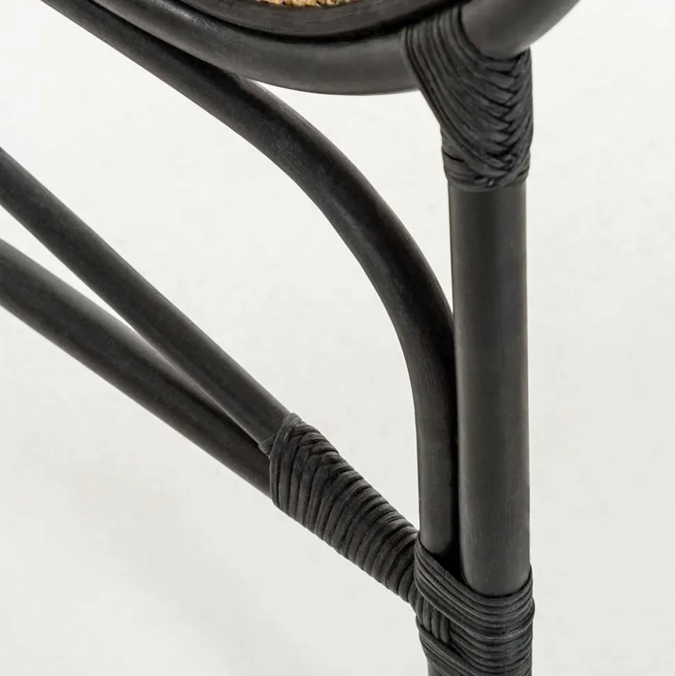 Kopfteil aus Rattan in Schwarz mit Geflecht - Aschau