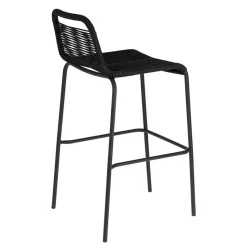 Kordel Geflecht Barstuhl in Schwarz - Dariana (4er Set)