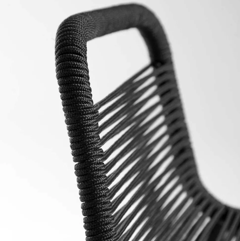 Kordel Geflecht Barstuhl in Schwarz - Dariana (4er Set)