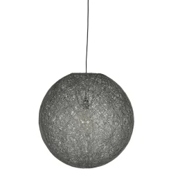 Kugel Hängelampe aus Flachsgewebe in Grau - Gioja