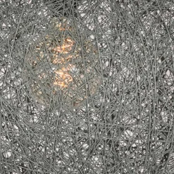 Kugel Hängelampe aus Flachsgewebe in Grau - Gioja