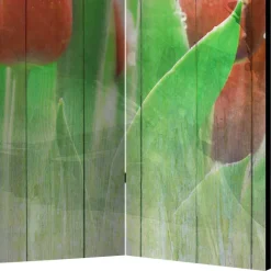 Kunstdruck Paravent Tulpen vor Holzwand - Filicudio