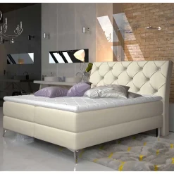 Kunstleder Komplettbett in Beige - Diamo