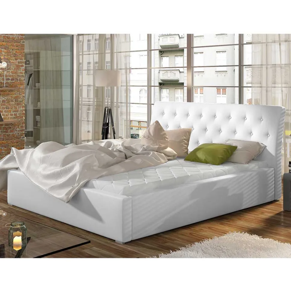 Kunstleder Polsterbett in Weiß - Compadro