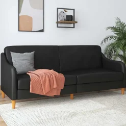 Kunstleder Schlafsofa in Schwarz - Marc