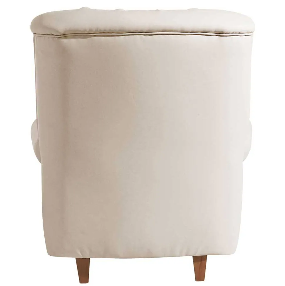 Kunstleder Wohnzimmersessel in Beige und Buche - That