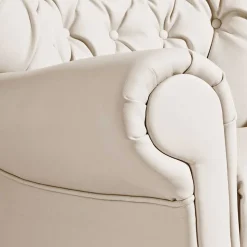 Kunstleder Wohnzimmersessel in Beige und Buche - That