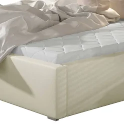 Kunstlederbett in Cremeweiß - Rongon