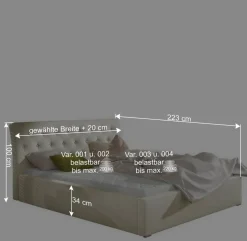 Kunstlederbett in Cremeweiß - Rongon