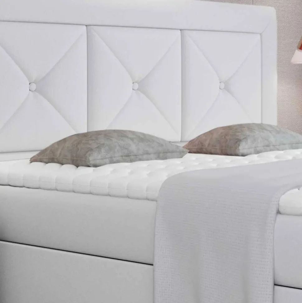 Kunstlederbett in Weiß mit Stauraum - Norman