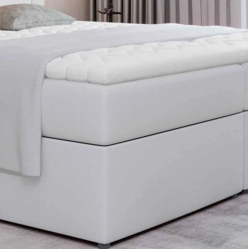 Kunstlederbett in Weiß mit Stauraum - Norman