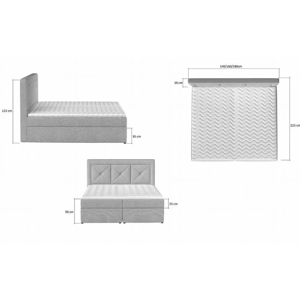 Kunstlederbett in Weiß mit Stauraum - Norman