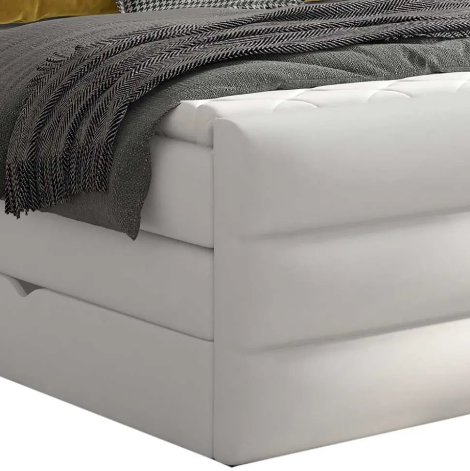 Kunstleder-Boxspringbett in Weiß - Basilius