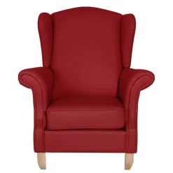 Kunstleder-Ohrensessel in Rot - Ponzas