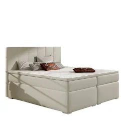 Kunstleder-Stauraumbett in Cremeweiß - Olav
