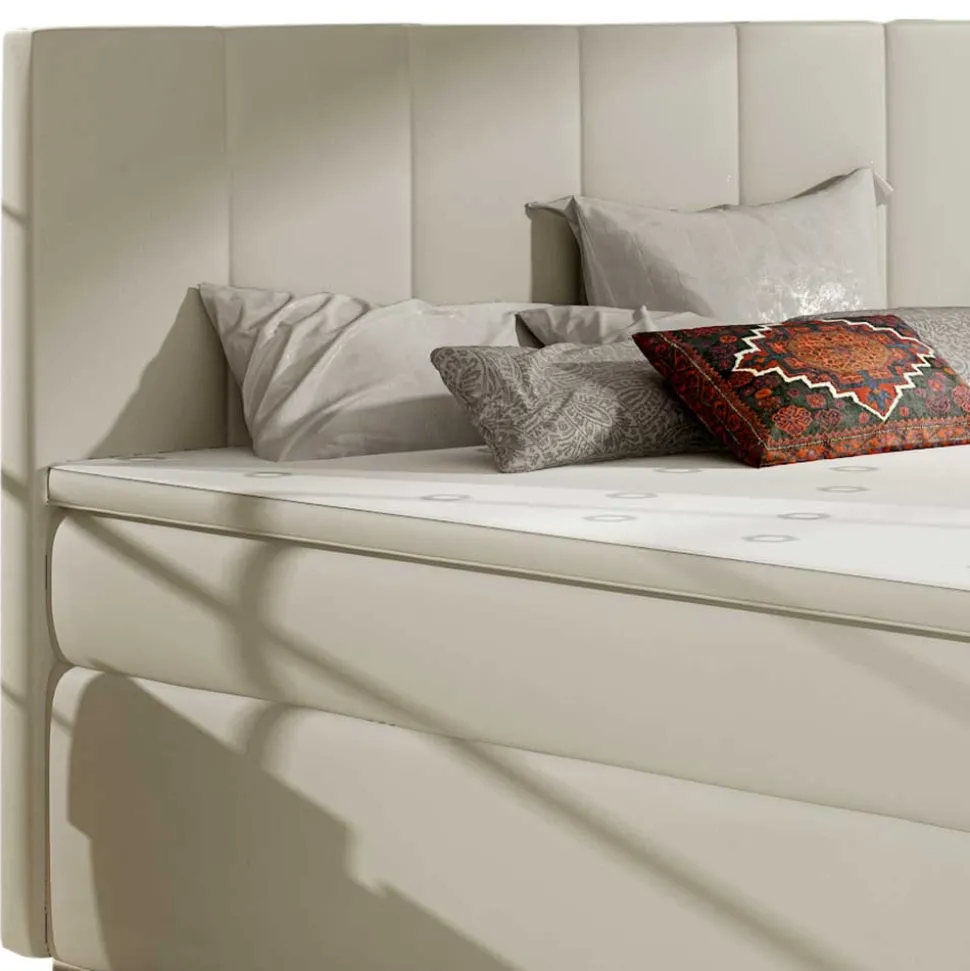 Kunstleder-Stauraumbett in Cremeweiß - Olav