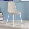 Kunstrattan Esszimmerstuhl in Weiß Beige Neptun mit Metall Gestell (4er Set)