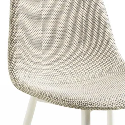 Kunstrattan Esszimmerstuhl in Weiß Beige Neptun mit Metall Gestell (4er Set)