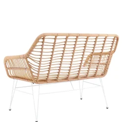 Kunstrattan Geflecht Bank in Natur & Weiß - Kerym