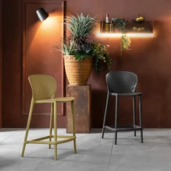 Kunststoff Barstühle in Gelb - Vlatu (2er Set)