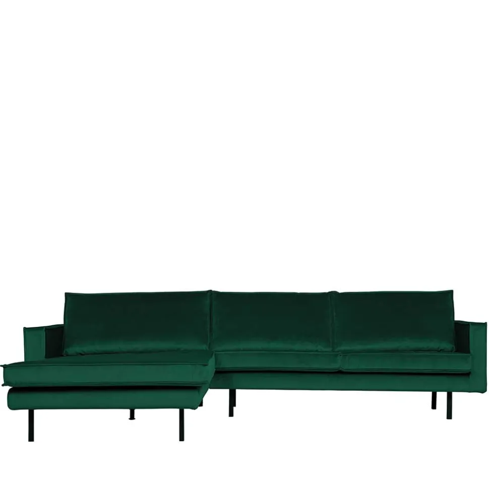 L Form Sofa Rundecke in Grün Samt - Distroit