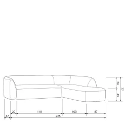 L Sofa im Skandi Design in Grau Chenille - Grandessa