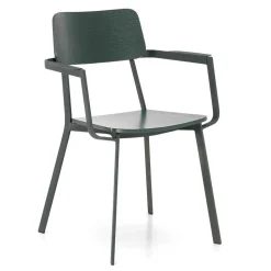 Lackierter Armlehnstuhl in Grün - Nevers (4er Set)