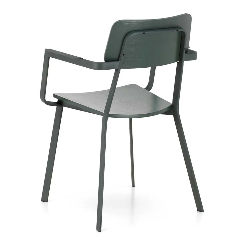 Lackierter Armlehnstuhl in Grün - Nevers (4er Set)