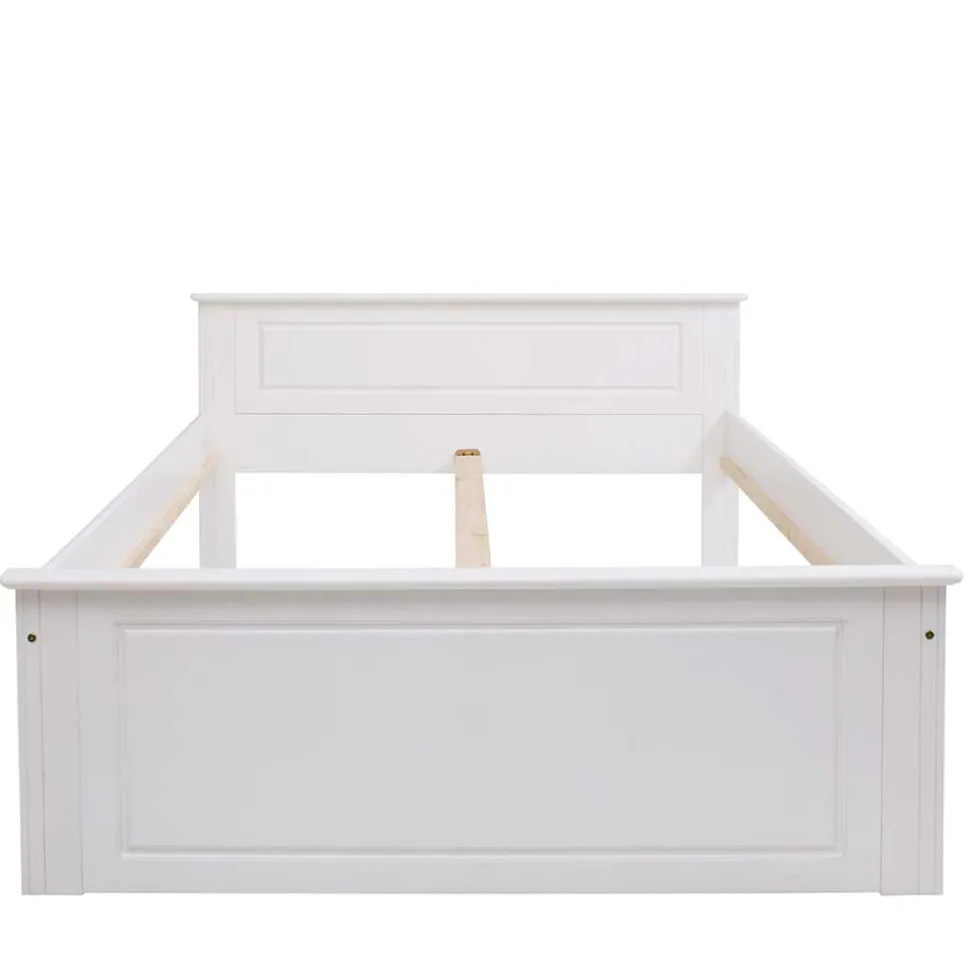 Lackiertes Kiefernholz Ehebett in Weiß - Velriva