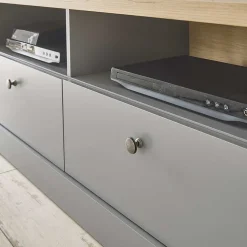 Landhaus Anbauwand in Lichtgrau & Eiche - Buleta (vierteilig)