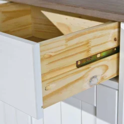 Landhaus Büfett Schrank in Weiß mit Braun - Vatina