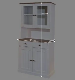 Landhaus Büfett Schrank in Weiß mit Braun - Vatina