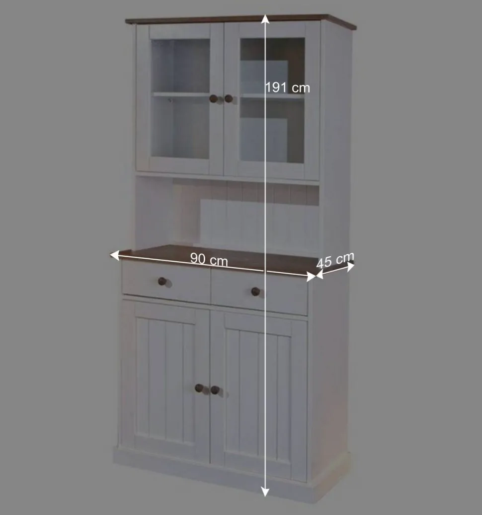 Landhaus Büfett Schrank in Weiß mit Braun - Vatina