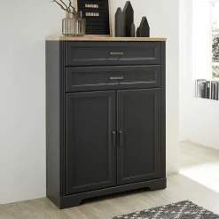 Landhaus Büro Aktenschrank in Grau & Eiche NB - Joe