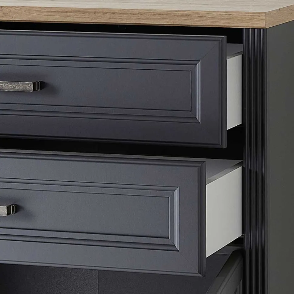 Landhaus Büro Aktenschrank in Grau & Eiche NB - Joe