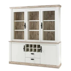 Landhaus Buffet Schrank in Weiß Pinie Nedita 184 cm breit