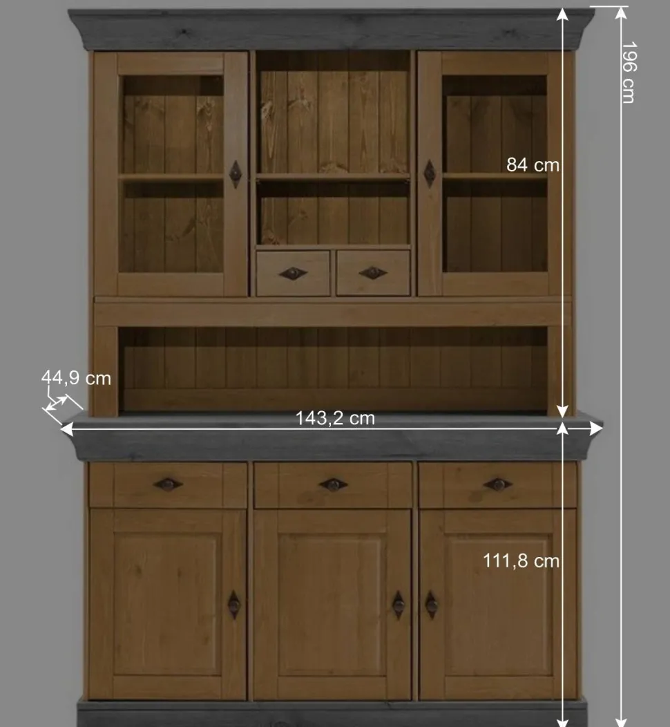 Landhaus Buffetschrank aus Massivholz zweifarbig - Eshelas