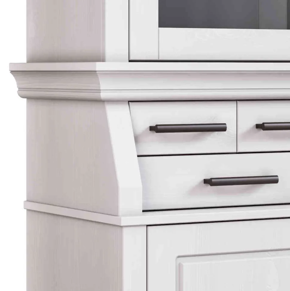 Landhaus Buffetschrank in Weiß Kiefer gewachst - Curcay