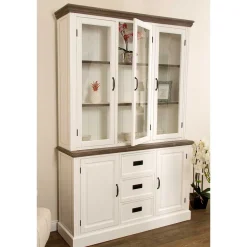 Landhaus Buffetschrank in Weiß & Graubraun - Bleaks