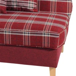 Landhaus Chaiselongue in Rot mit Karo Muster - Litruna