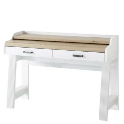 Landhaus Computertisch in Weiß & Eiche - Mehady