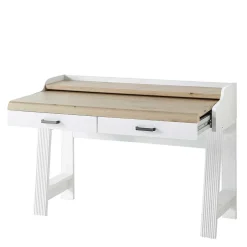 Landhaus Computertisch in Weiß & Eiche - Mehady