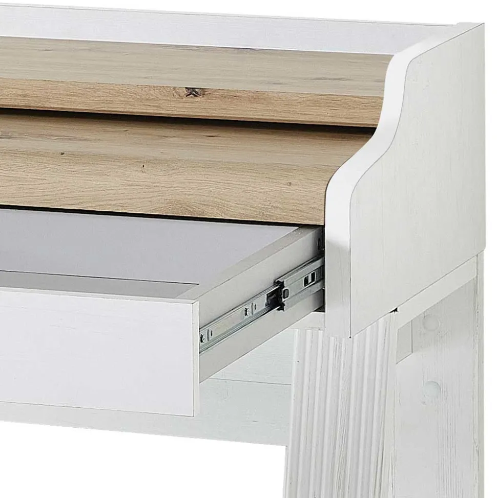 Landhaus Computertisch in Weiß & Eiche - Mehady