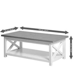 Landhaus Couchtisch mit Ablagboden - Ristina