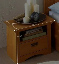 Landhaus Doppelbett Set in Kiefer - Vocoja (dreiteilig)