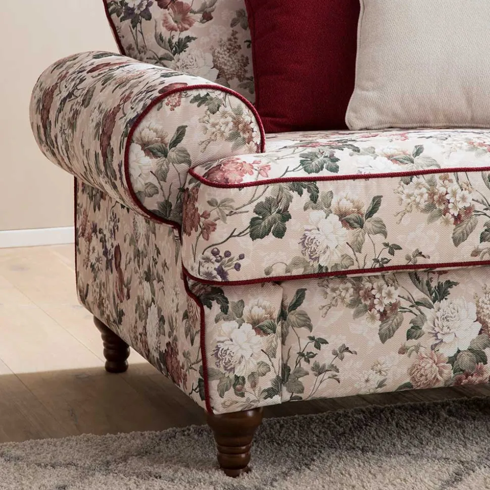Landhaus Dreisitzer Sofa mit Blumen - Baonga